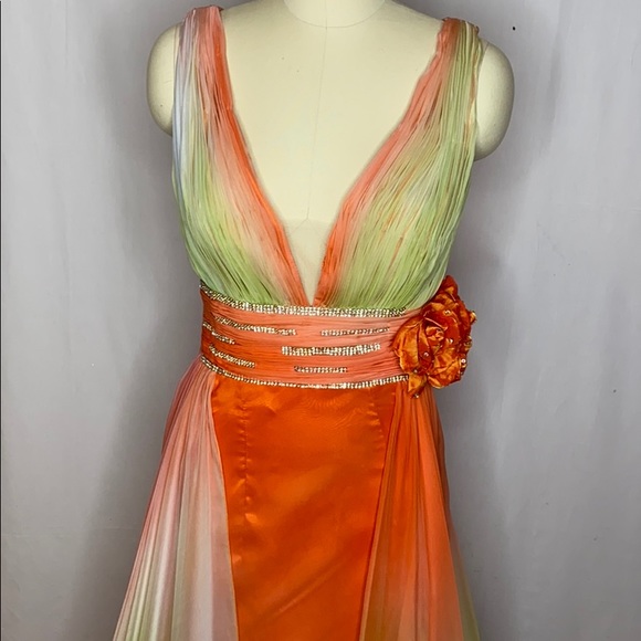 Orange and Green Ombré Gown - Picture 6 of 8